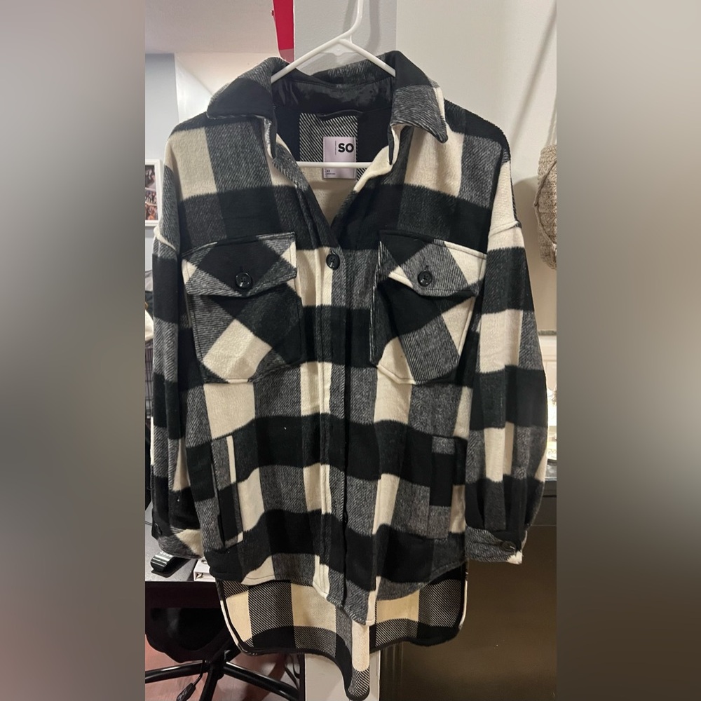 SO Black and White Plaid Jacket
